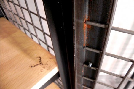 Armoire métal grillage et bois, vaisselier, bibliothèque, style industriel, déco vintage, design loft