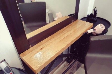 Coiffeuse en métal et bois avec miroir à fixer au mur style indus