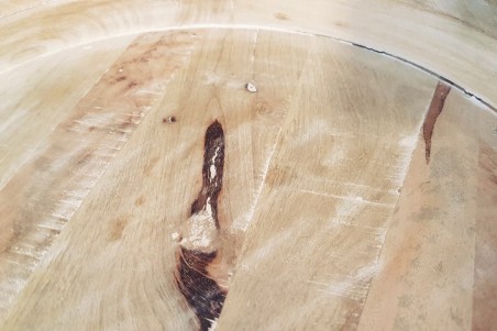 Plateaux rond en bois de manguier avec poignées métal