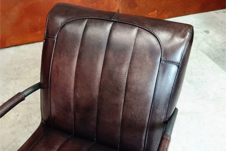Fauteuil cuir noir vintage design métal  style indus déco loft