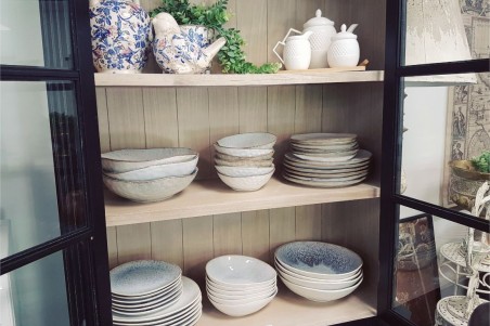 Assiette à dessert émaillée bleutée