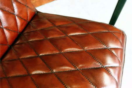 Chaise en cuir marron et métal déco vintage style indus design loft art contemporain