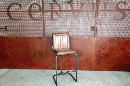 Chaise de bar en cuir vert et métal chaise bar chaise îlot central déco vintage style indus design sport