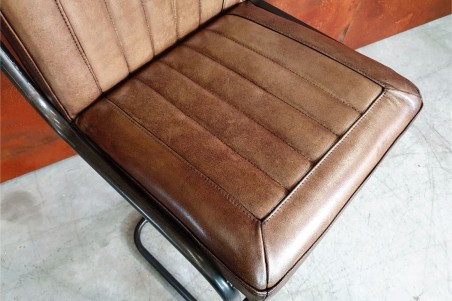 Chaise de bar en cuir vert et métal chaise bar chaise îlot central déco vintage style indus design sport