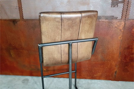 Chaise de bar en cuir vert et métal chaise bar chaise îlot central déco vintage style indus design sport