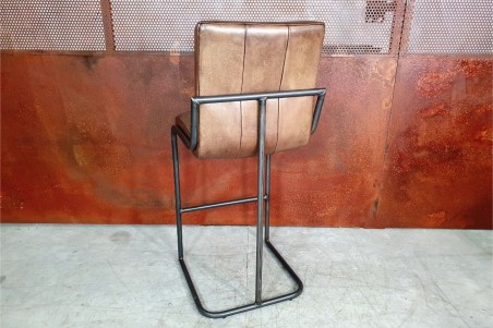 Chaise de bar en cuir vert et métal chaise bar chaise îlot central déco vintage style indus design sport
