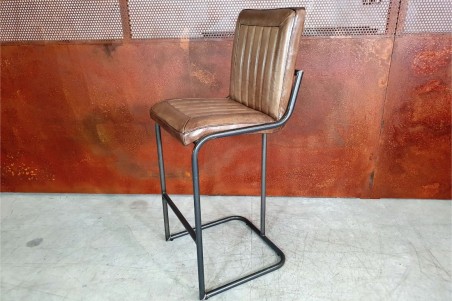 Chaise de bar en cuir vert et métal chaise bar chaise îlot central déco vintage style indus design sport