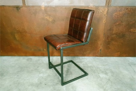 Chaise pour bar en cuir marron et métal chaise bar chaise îlot central déco vintage style indus design