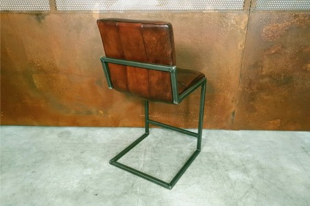 Chaise pour bar en cuir marron et métal chaise bar chaise îlot central déco vintage style indus design