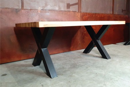 Pied de table en X en métal déco style industriel fabrication artisanale