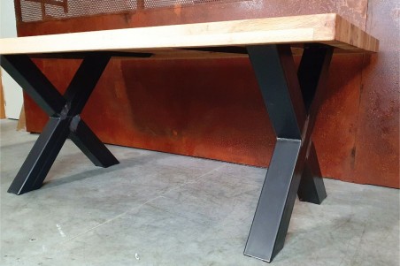 Pied de table en X en métal déco style industriel fabrication artisanale