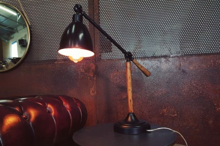 Lampe métal bois style industriel déco vintage bureau loft
