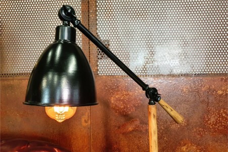 Lampe métal bois style industriel déco vintage bureau loft