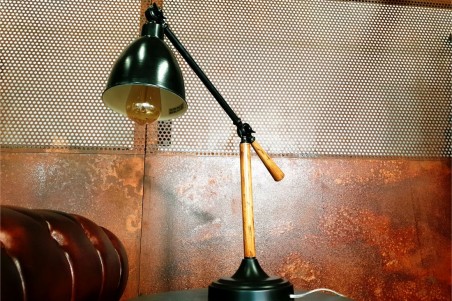 Lampe métal bois style industriel déco vintage bureau loft