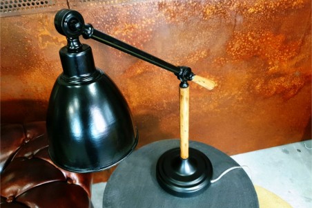 Lampe métal bois style industriel déco vintage bureau loft