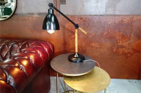 Lampe métal bois style industriel déco vintage bureau loft