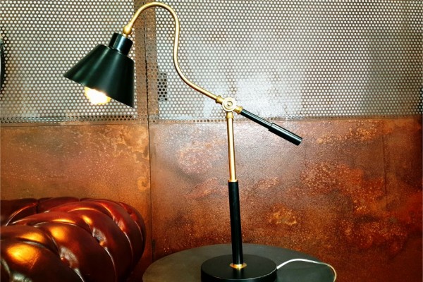 Lampe Vintage métal doré et noir style industriel lampe de chevet déco bureau loft