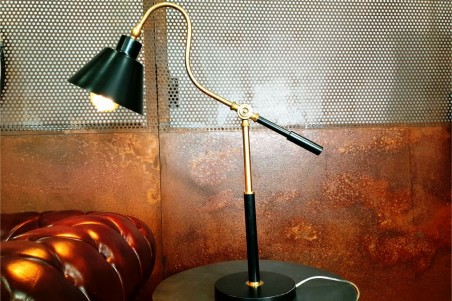 Lampe Vintage métal doré et noir style industriel lampe de chevet déco bureau loft