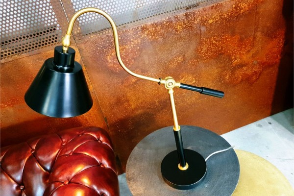 Lampe Vintage métal doré et noir style industriel lampe de chevet déco bureau loft 2