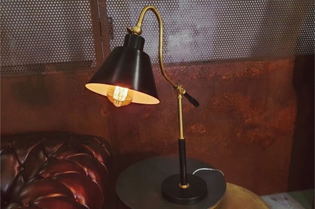 Lampe Vintage métal doré et noir style industriel lampe de chevet déco bureau loft