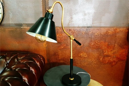 Lampe Vintage métal doré et noir style industriel lampe de chevet déco bureau loft