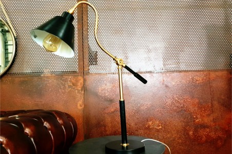 Lampe Vintage métal doré et noir style industriel lampe de chevet déco bureau loft