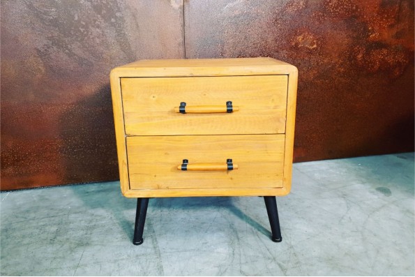Table chevet indus bois métal pour décoration style industriel design vintage table de nuit chambre loft
