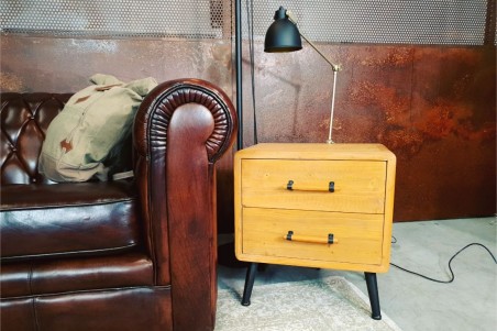 Table chevet indus bois métal pour décoration style industriel design vintage table de nuit chambre loft