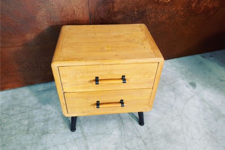Table chevet indus bois métal pour décoration style industriel design vintage table de nuit chambre loft