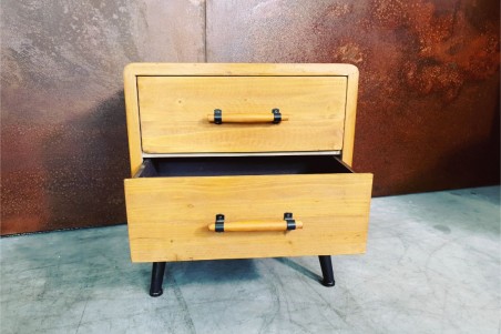 Table chevet indus bois métal pour décoration style industriel design vintage table de nuit chambre loft