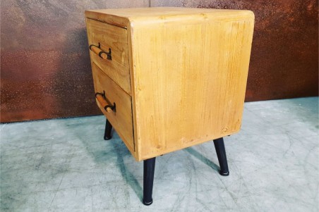 Table chevet indus bois métal pour décoration style industriel design vintage table de nuit chambre loft