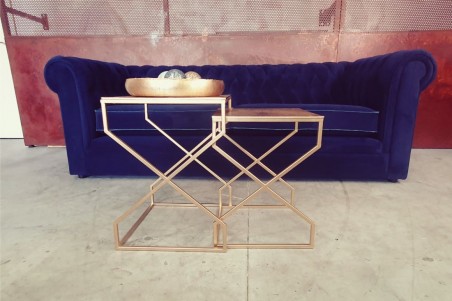 Tables auxiliaires vintage métal doré déco rétro style industriel tables d'appoint tables gigognes