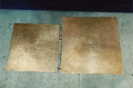 Tables auxiliaires vintage métal doré déco rétro style industriel tables d'appoint tables gigognes