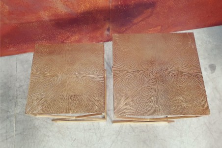 Tables auxiliaires vintage métal doré déco rétro style industriel tables d'appoint tables gigognes