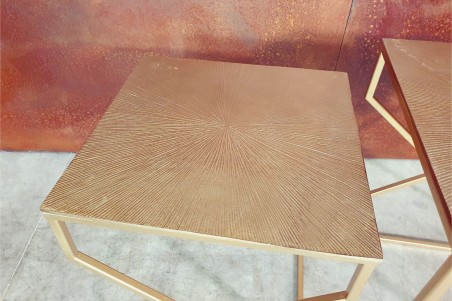 Tables auxiliaires vintage métal doré déco rétro style industriel tables d'appoint tables gigognes