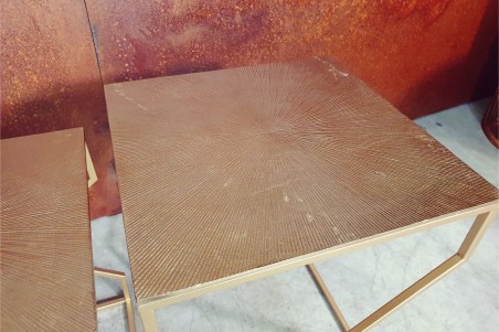 Tables auxiliaires vintage métal doré déco rétro style industriel tables d'appoint tables gigognes