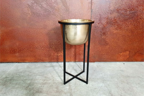 Porte plante Golden avec bol pot de fleur déco jardin chic intérieur style indus design contemporain