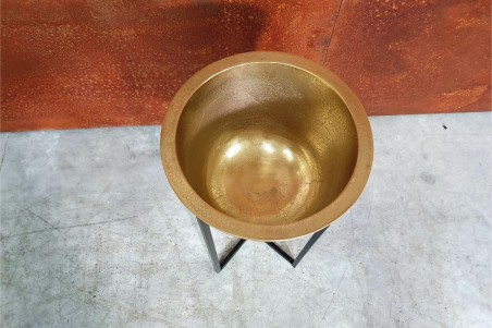 Porte plante Golden avec bol pot de fleur déco jardin chic intérieur style indus design contemporain