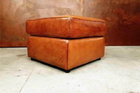 Repose-pieds cuir style indus déco vintage design loft art contemporain