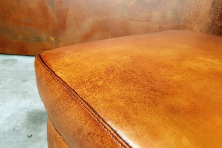 Repose-pieds cuir style indus déco vintage design loft art contemporain