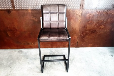 Chaise pour bar en cuir noir et métal chaise bar chaise îlot central déco vintage style indus design