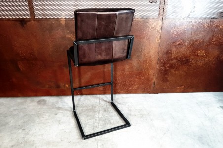 Chaise pour bar en cuir noir et métal chaise bar chaise îlot central déco vintage style indus design
