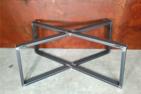 Pied de table central en acier brut vernis forme de double X deco vintage style industriel