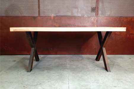 Lot de 2 Pieds de table couleur rouille en UPE en forme de X style industriel