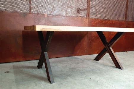 Lot de 2 Pieds de table couleur rouille en UPE en forme de X style industriel