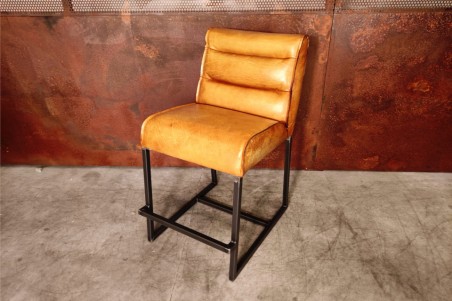 Chaise de bar ou îlot central en cuir camel style indus deco vintage design loft